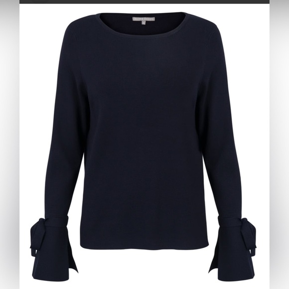 Oliver Bonas Navy Ruffled Bell Sleeve Sweater Size 8 - Picture 1 of 10